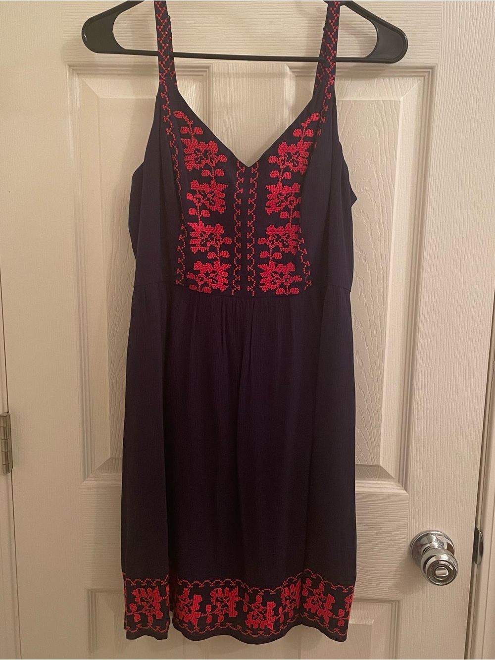 NWT Stitch Fix Market & Spruce Navy Blue Red Embroidered Sleeveless Dress